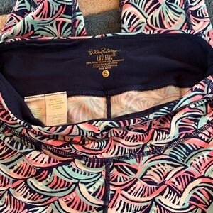 Lilly Pulitzer Navy Multicolor Shell-Print Luxletic Shorts